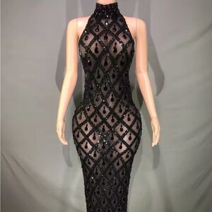 Black dress w/ diamond stones.